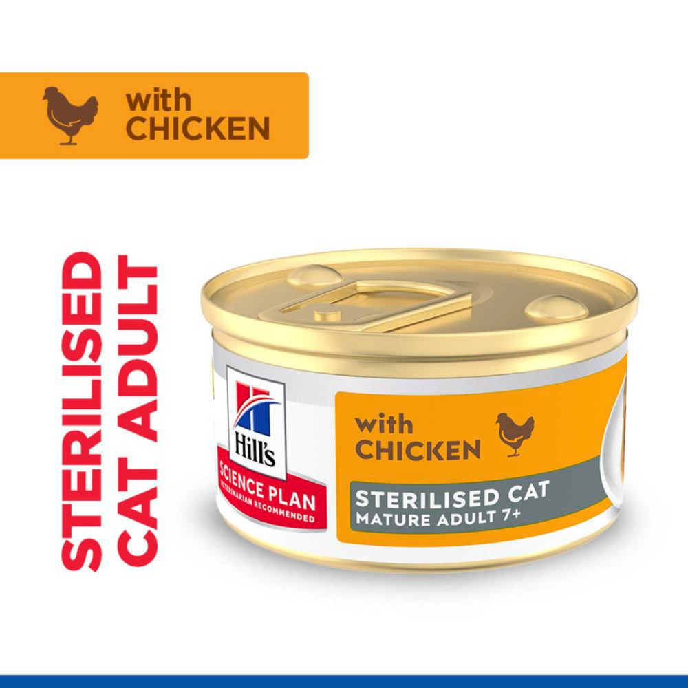 Hill's Hill'S Science Plan Feline Sterilised Mousse Chicken Senior Wet Cat Food pet food packaging